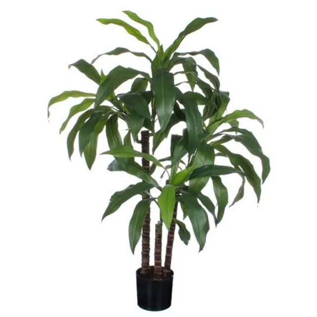 Mica Decorations Groene Dracaena kunstplant 100 cm in zwarte plastic pot - Kunstplanten/nepplanten