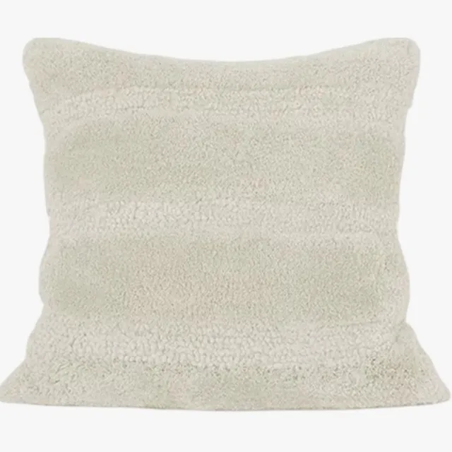 ilgi collection Sierkussen Wit - Zachte Teddy Structuur - Gestreept - 50x50 cm