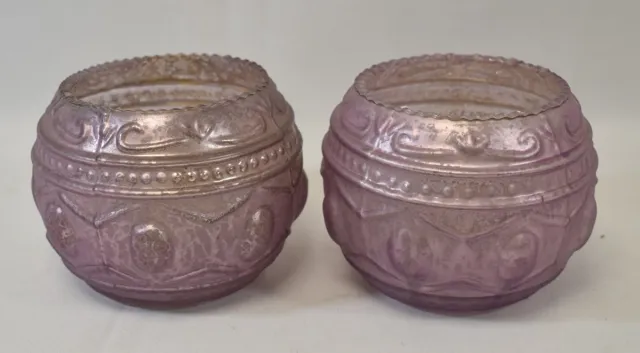 ZoeZo Design 2 stuks - waxinelichtjeshouder - glas - lila - paars - H 8 x Ø 10 cm