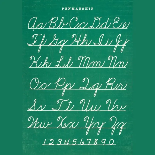 Cavallini & Co Poster Schoolschrift - Cavallini & Co - Vintage Schoolplaat Penmanship Groen met wit