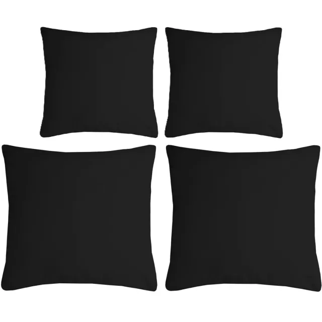 Stof Textile sierkussen Nelson - set 4x - zwart - 2 formaten - bank kussens - polyester