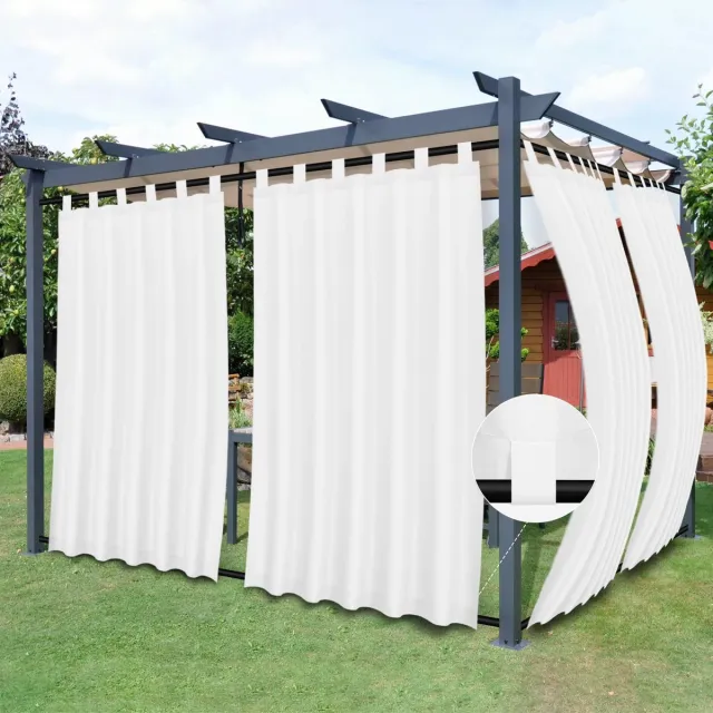 Unyqoos Weerbestendige buiten gordijnen met afneembare lussen voor terras en veranda wit