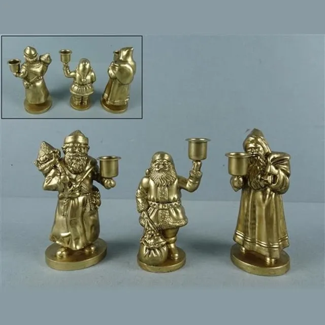 Meander Kandelaar Kerstmannen goudkleur Set/3 10x9,5x17cm Zie foto