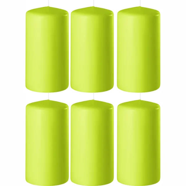 Enlightening Candles 8x Lime groene cilinderkaarsen/stompkaarsen 6 x 10 cm 36 branduren - Geurloze kaarsen lime groen - Woondecoraties