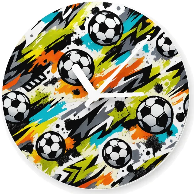 Mr Cadeautjes Glazen klok Ø 20 - design Neon basketbal-energieprint met dynamische beweging en score | cadeau Wit