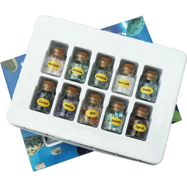 Winkrs Kristallen en Edelstenen in Potjes - Mix van 10 Soorten - Geschenkdoos Potjes in 10 edelstenen