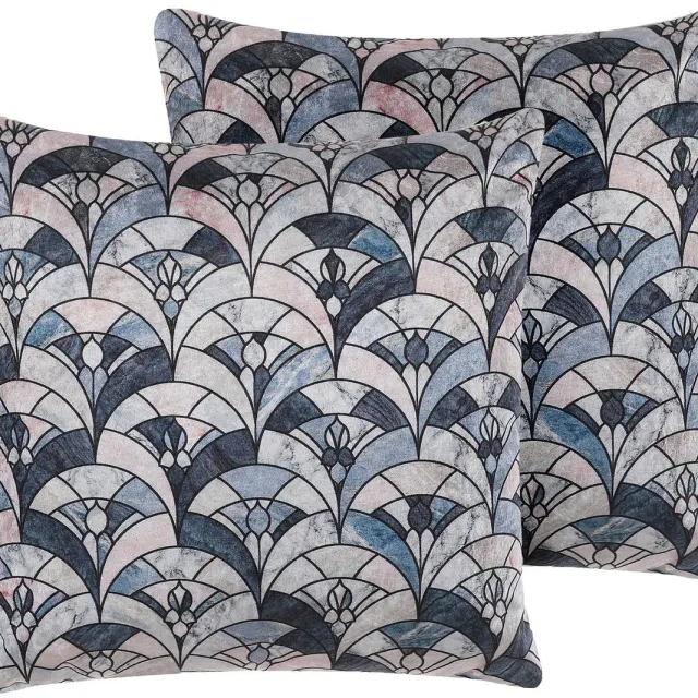 Beliani KOODAL - Sierkussen set van 2 - Donkerblauw - 45 x 45 cm - Polyester Meerkleurig