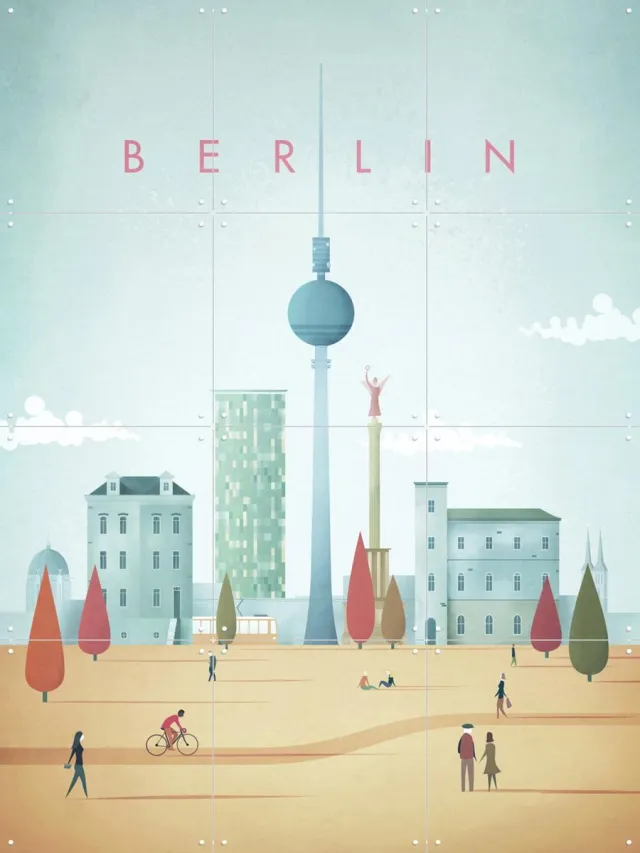 IXXI Berlin, Henry Rivers - 60 x 80 cm - Grote wanddecoratie en posters - Kleurrijk, Illustraties, Mancave Pastel kleuren / Kleur