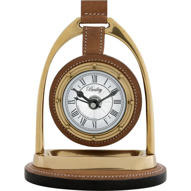 Eichholtz tafelklok Clock Bailey Equestrian - buroklok - koper met bruin leder