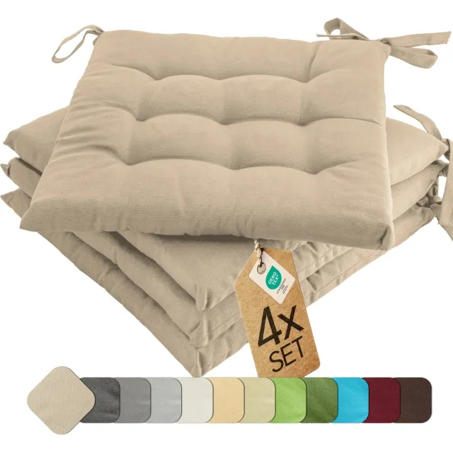 etérea Himmlische Qualität etérea Basic Zitkussen Stoelkussen - Seat Cushion 4 Stuk - 40x40 cm - Taupe