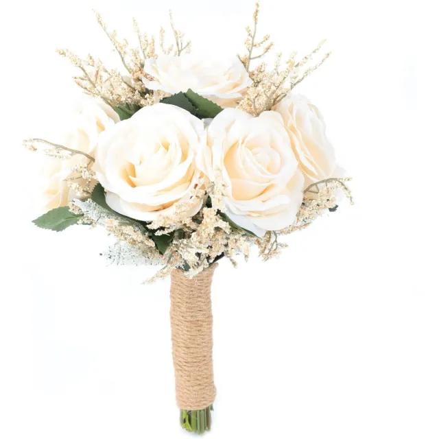 Unyqoos Handgemaakte Bruidsboeket Met Romantische Kunstrozen Voor Bruidsmeisjes En Decoratie wit