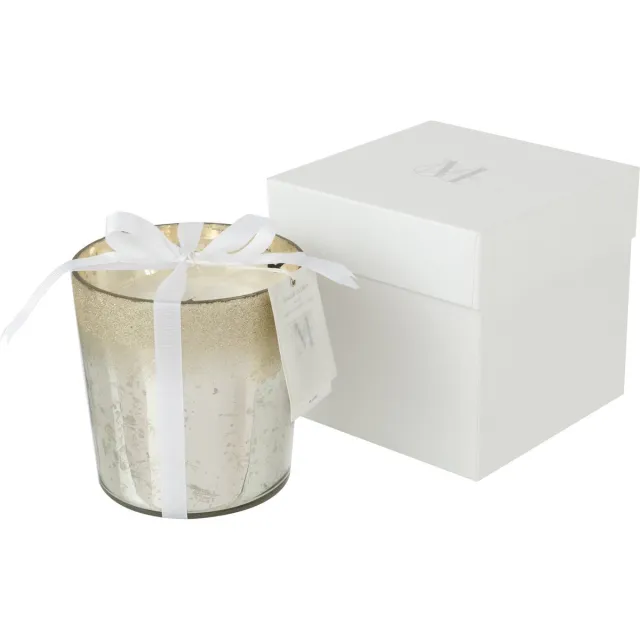 J-Line geurkaars M-Chic - glas – zilver – medium - 80U Zilverkleurig