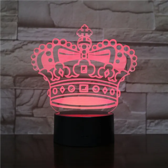 MC Living 3D Led Lamp Met Gravering - RGB 7 Kleuren - Kroon