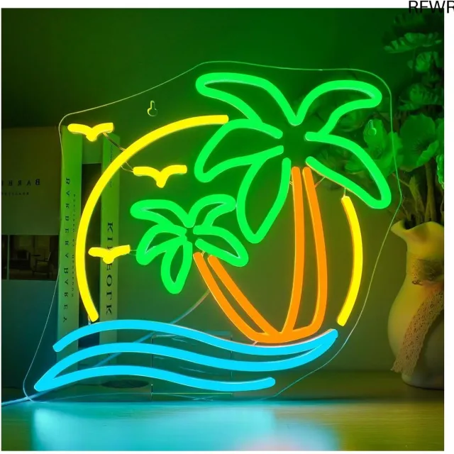 RFWR Neon Palmboom Licht Tekenen voor Slaapkamer en Feestdecoratie