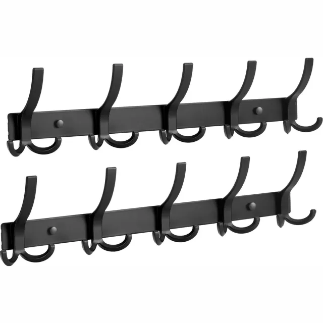 My Ninki ® Ruimtebesparende Muurhaken met 15 Haken voor Jassen, Tassen en Meer in Stijlvol Zwart