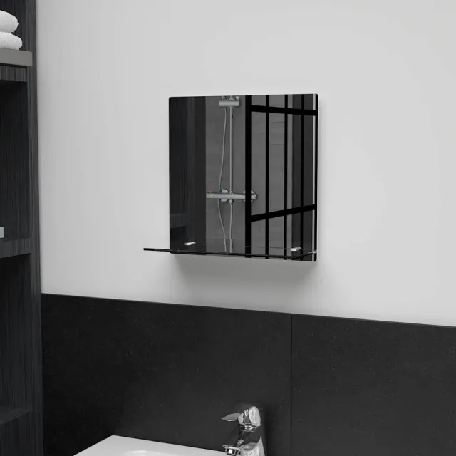 vidaXL Wandspiegel met schap 30x30 cm gehard glas Zilver