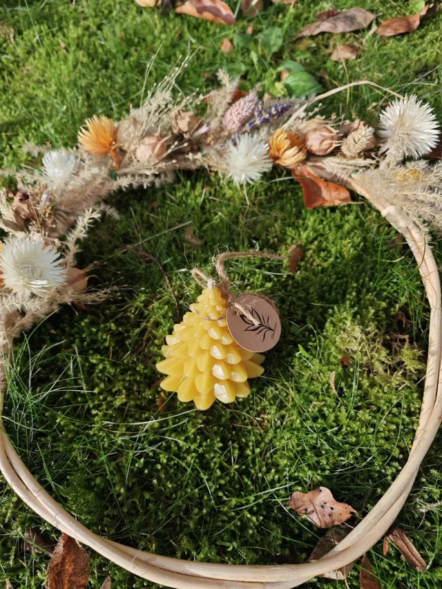 Naturalum 100% bijenwas kerstboomkaarsje Geel
