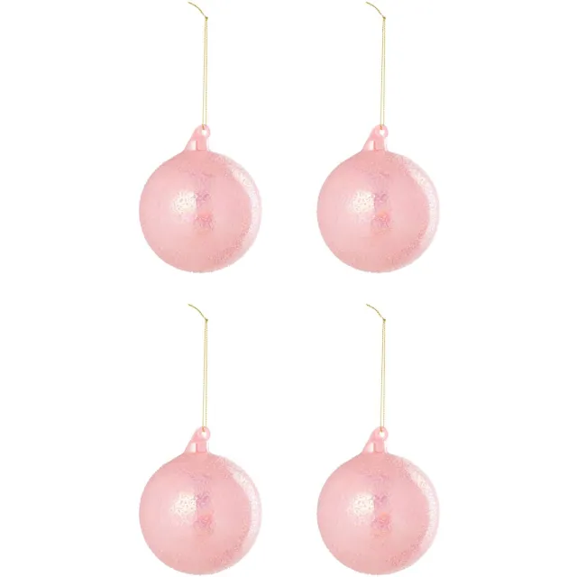 J-Line kerstbal - glas - lichtroze - doos van 4