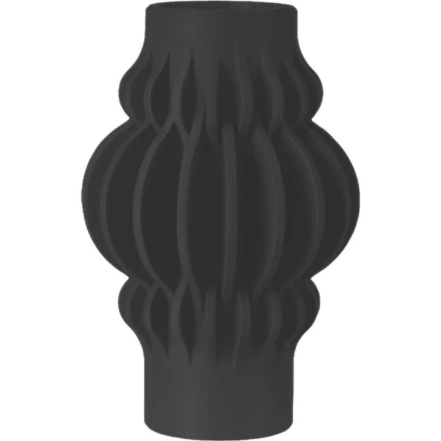 Layvo VESPER Vaas - Zwart - D17 x H25 cm - droogbloemen vaas - organische vaas - gerecycled plastic