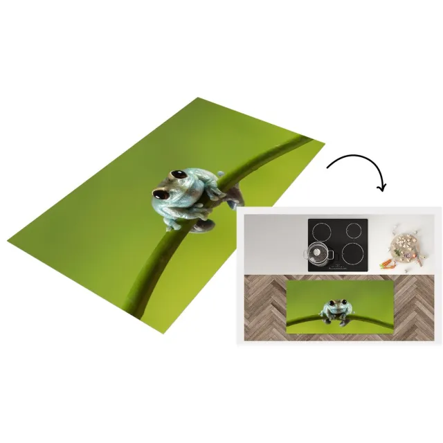 KitchenYeah Keukenloper - Loper keuken - Kikker - Tak - Groen - Keukenloper vinyl Multicolor