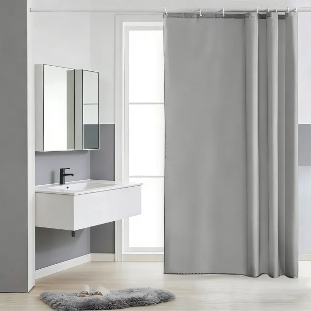 COVREO Douchegordijn 180 x 220 cm lichtgrijs polyester, met haken wasbaar