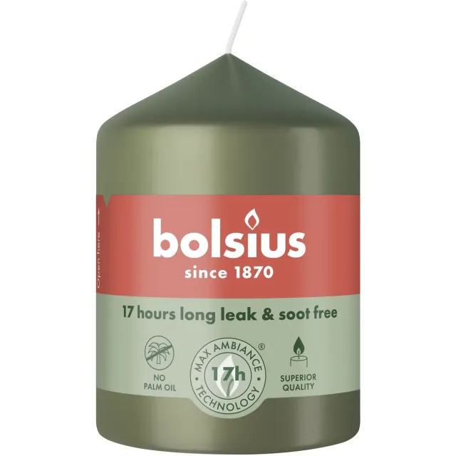 Bolsius Stompkaars 80/58 Fresh Olive (1 stuk) Olijfgroen