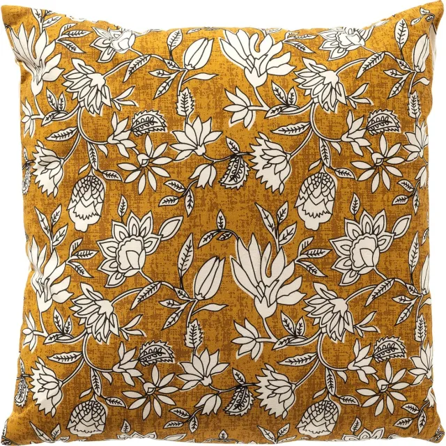 Dutch Decor JUDITH - kussenhoes 45x45 cm - bloemenmotief - 100% katoen - Chai Tea - geel - met rits - zonder binnenkussen