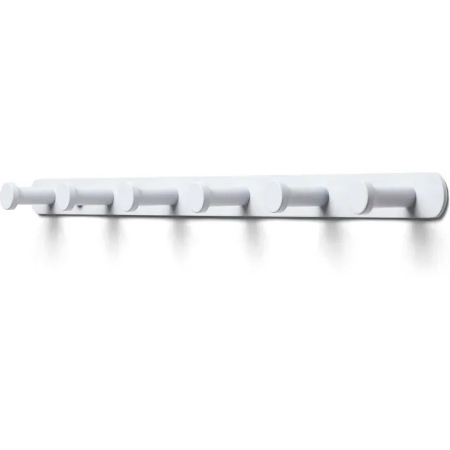 TOJ 6 Haaks Wandkapstok – 45cm - Muur / Wand Kapstok - Hangende Design Muurkapstok - Handdoekrek - RVS - Wit