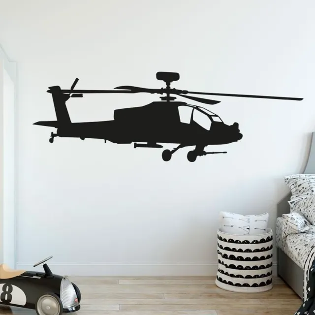 Plakkers Muursticker helicopter Apache leger vliegtuig Zwart