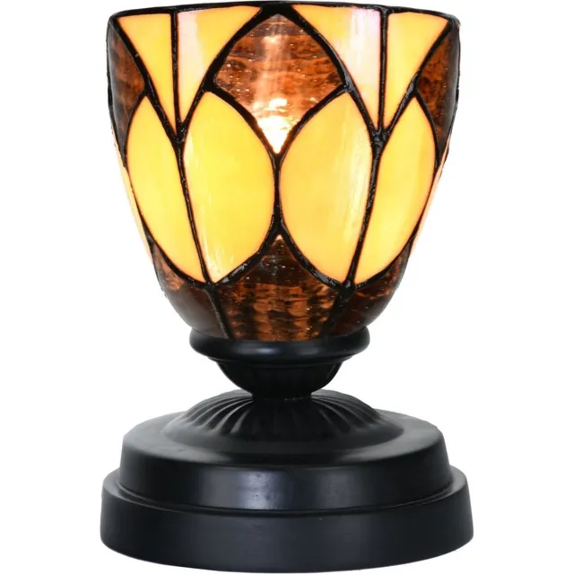 Coloured by Art Tiffany lage tafellamp zwart met Parabola Small - Art Deco Trade Bruin