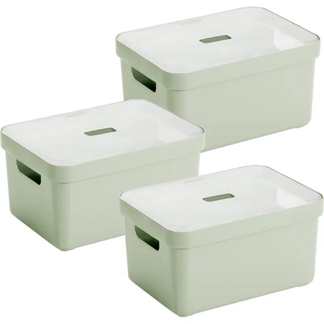 Sunware Sigma Home opbergbox 5L - Set van 3 - Groen/Transparant