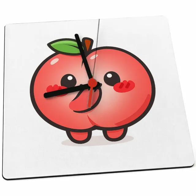 Mr Cadeautjes Klok 19 x 19 - design Een schattige maar een tikje brutale fruitfiguur met een ver | cadeau Wit