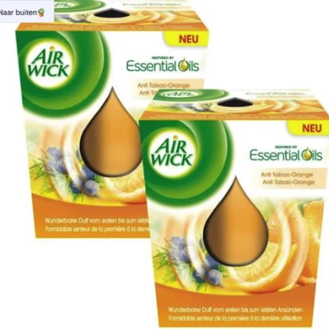 Air Wick Anti tabak - Geurkaars - 2 x 105 gr - 35 uur brandtijd oranje
