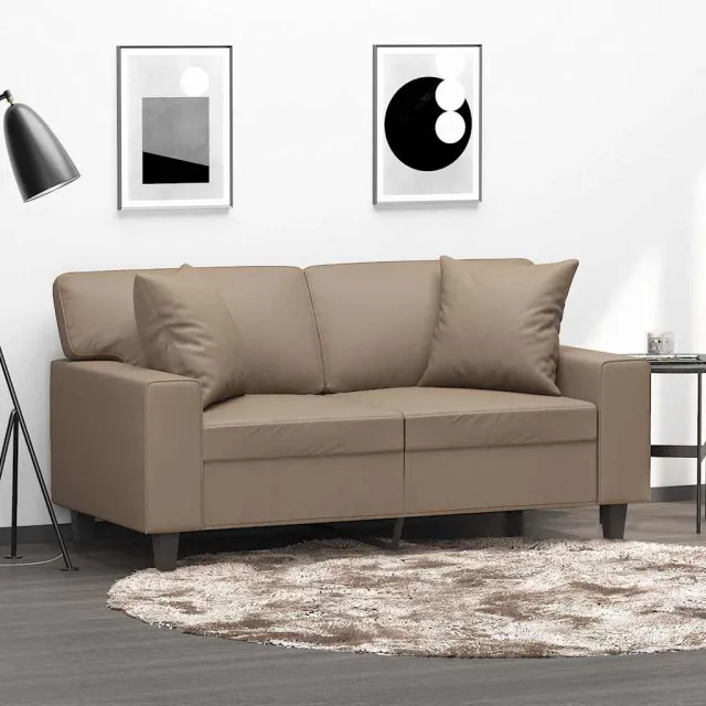 vidaXL Sierkussens 2 st 40x40 cm kunstleer cappuccino Bruin