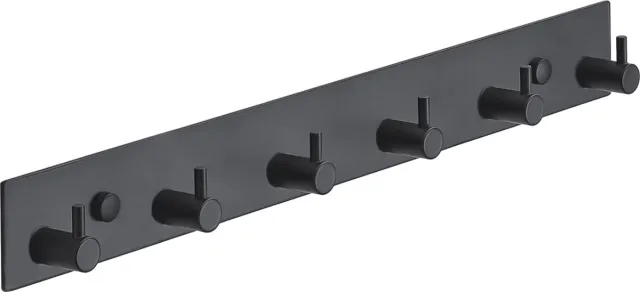 Brute Strength RVS Kapstok - 6 haken - 39 cm - Mat Zwart - Wandkapstok - Hangende Design Muurkapstok - Handdoekrek