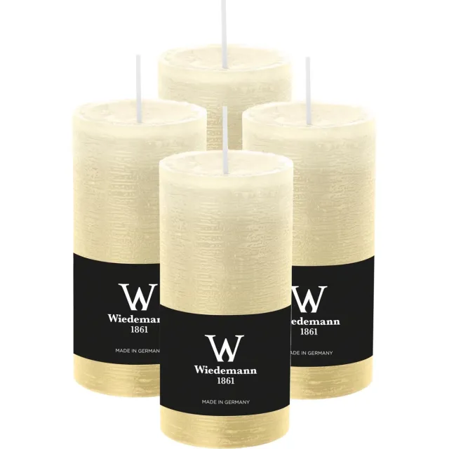 Wiedemann Cilinderkaars/stompkaars - 4x - rustieke kaars - creme wit - 6 x 12 cm - 42 branduren