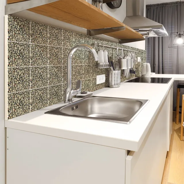 Ambiance Sticker Zelfklevende muurtegelstickers voor keuken en badkamer - 30 Battisna terrazzo tegelstickers - 30 stickers 10x10cm Multi color