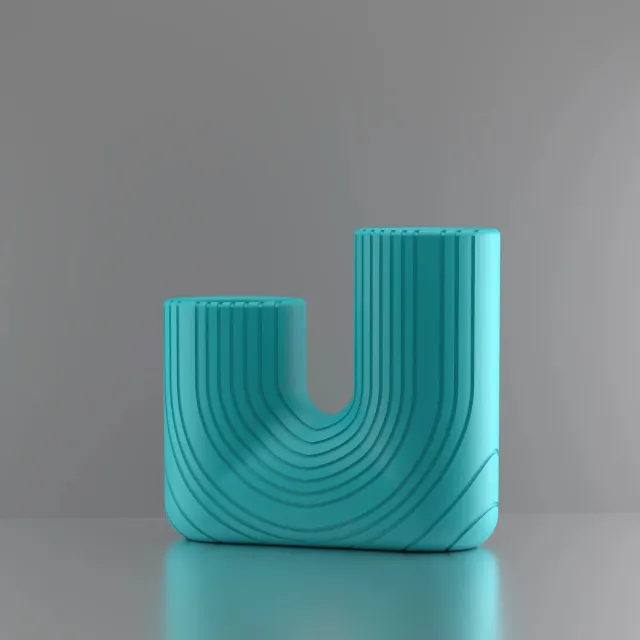 3d-gezellig Symbiose - Vaas - Turkooise - Maat 18 cm - Kunststof - Modern - Bloemenvaas - 100% gerecycled PLA (bioplastic)