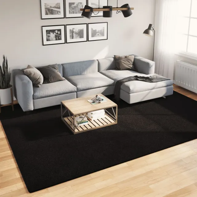 vidaXL Vloerkleed HUARTE laagpolig zacht wasbaar 240x340 cm zwart, foto 2