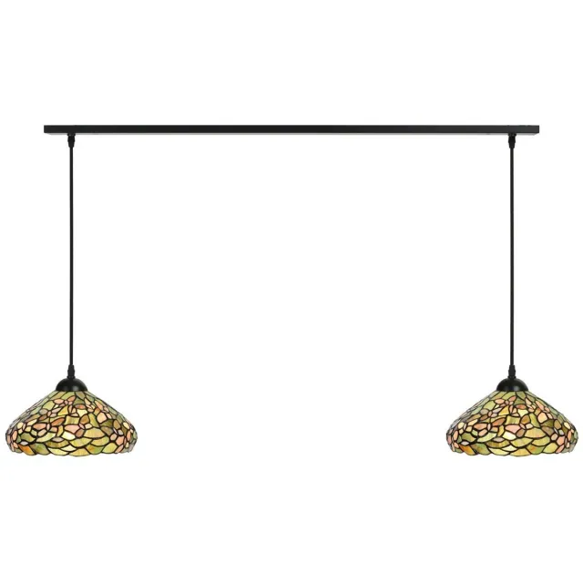 Coloured by Art 2 x Tiffany Settle Down lampen aan plafondbalk - Art Deco Trade Groen