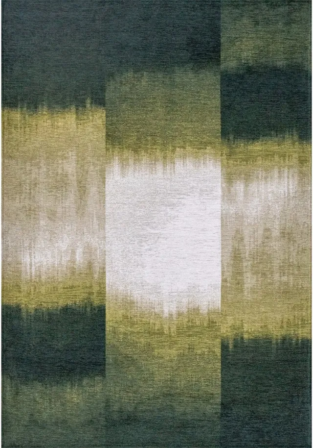 Louis de Poortere Wasbaar Binnen & Buiten Vloerkleed - 140 x 140 cm - Louis De Poortere Sendai Forest Mood - Laagpolig Tapijt - Gerecycled PET - Made in Belgium - Circulair Groen