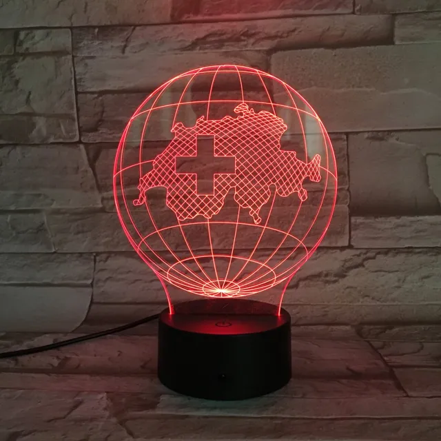 MC Living 3D Led Lamp Met Gravering - RGB 7 Kleuren - Zwisterland