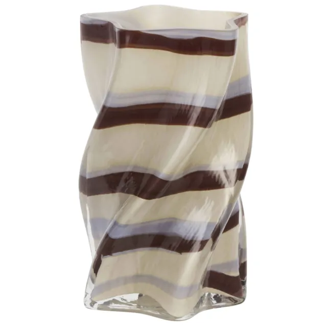 Madam Stoltz glazen vaas 12x21 cm - crème/blauw/caramel