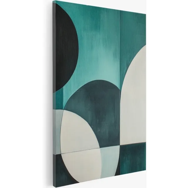 Saammp Canvas Schilderij - blauw cirkelvormig - Abstract kunstwerk - 30x40 - Foto op canvas - Wanddecoratie - Muurdecoratie Woonkamer - Slaapkamer decoratie - Canvas Print Multicolor