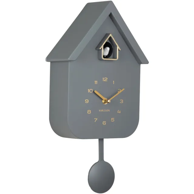 Karlsson Wandklok Solo Color Cuckoo - Grijs - 6x21,5x41cm - Wandklok Modern