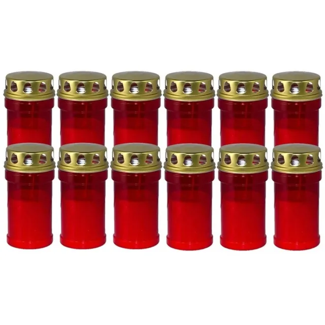 Trend Candles grafkaars - 12x - gedenklicht met deksel - rood - 7 x 14 cm - 2,5 dag - Gedenkkaars - Graflicht/herdenkingslicht