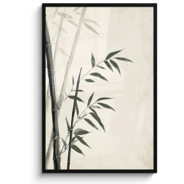 FrameYourWall Poster in lijst - Fotolijst 80x120 cm - Posters - Japandi - Bamboe - Beige - Posterlijst zwart - Decoratie - Wanddecoratie woonkamer - Muurdecoratie slaapkamer