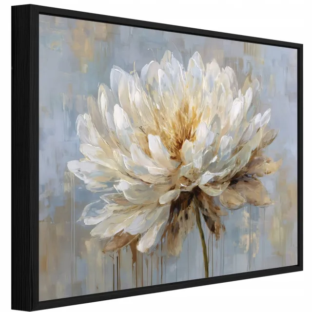 WALLARENA Schilderij op canvas in zwarte lijst - 40x30 cm - abstracte bloemen - wanddecoratie woonkamer en slaapkamer Veelkleurig