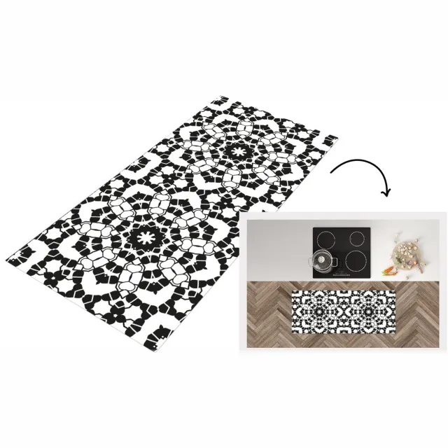 KitchenYeah Keukenloper - Loper keuken - Mandala - Zwart Wit - Patronen - Keukenloper vinyl, foto 2