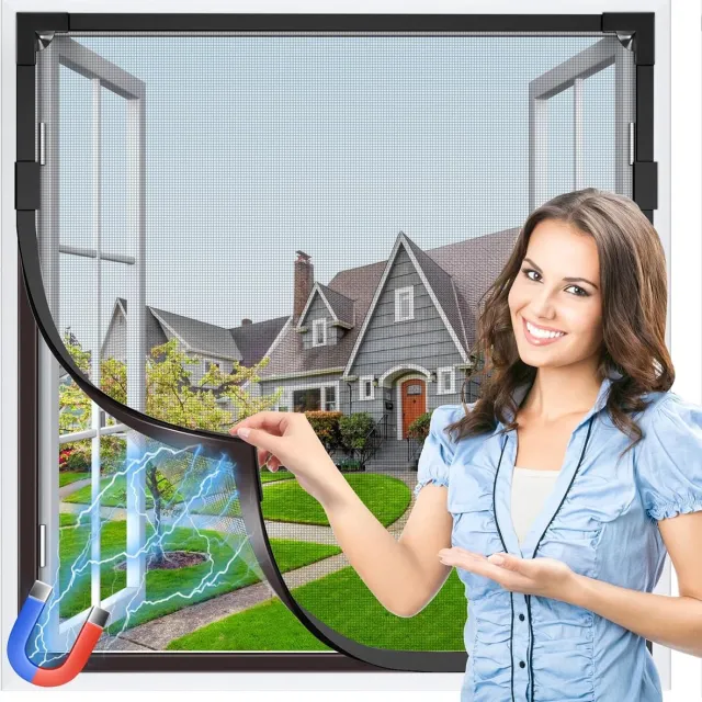 KZQ Verstelbaar Magnetisch Raamhor Zwart Frame Max 130x150 Cm Glasvezelgaas Eenvoudig Zelf Te Plaatsen Vervangend Insectengaas Voor Raam En Deur